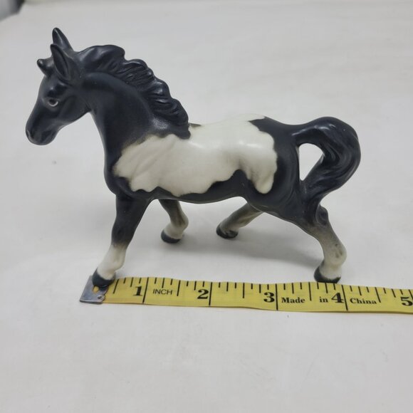 Vintage Porcelain Black White Appaloosa Horse Figurine Small Japan Olimco Pony - Picture 9 of 10